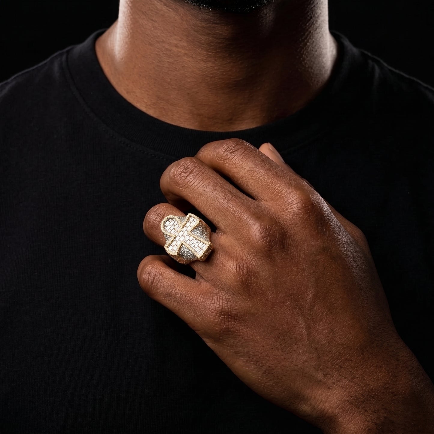 Wide Baguette Cross Ring - Different Drips