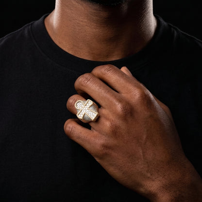 Wide Baguette Cross Ring - Different Drips