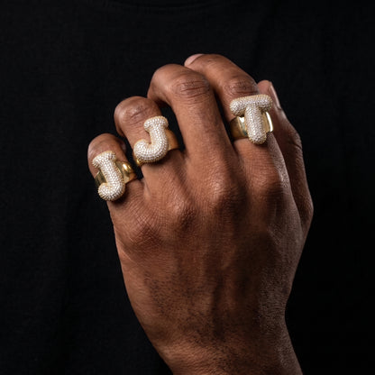 Bubble Font Custom Letter Ring - Different Drips