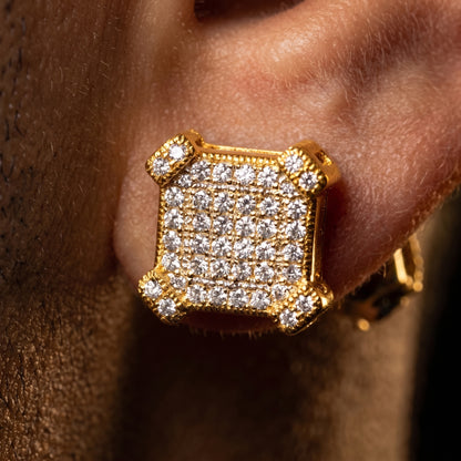 10mm Square Cut Pave Earrings - Different Drips