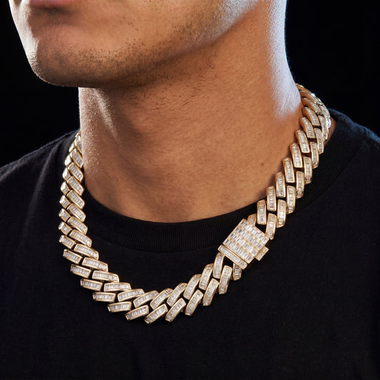 10mm Baguette Prong Cuban Link Chain - Different Drips