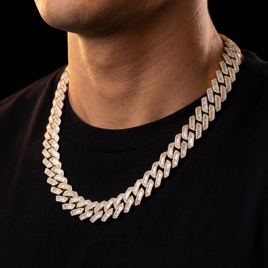 10-22mm S925 Baguette Moissanite Prong Cuban Chain - Different Drips