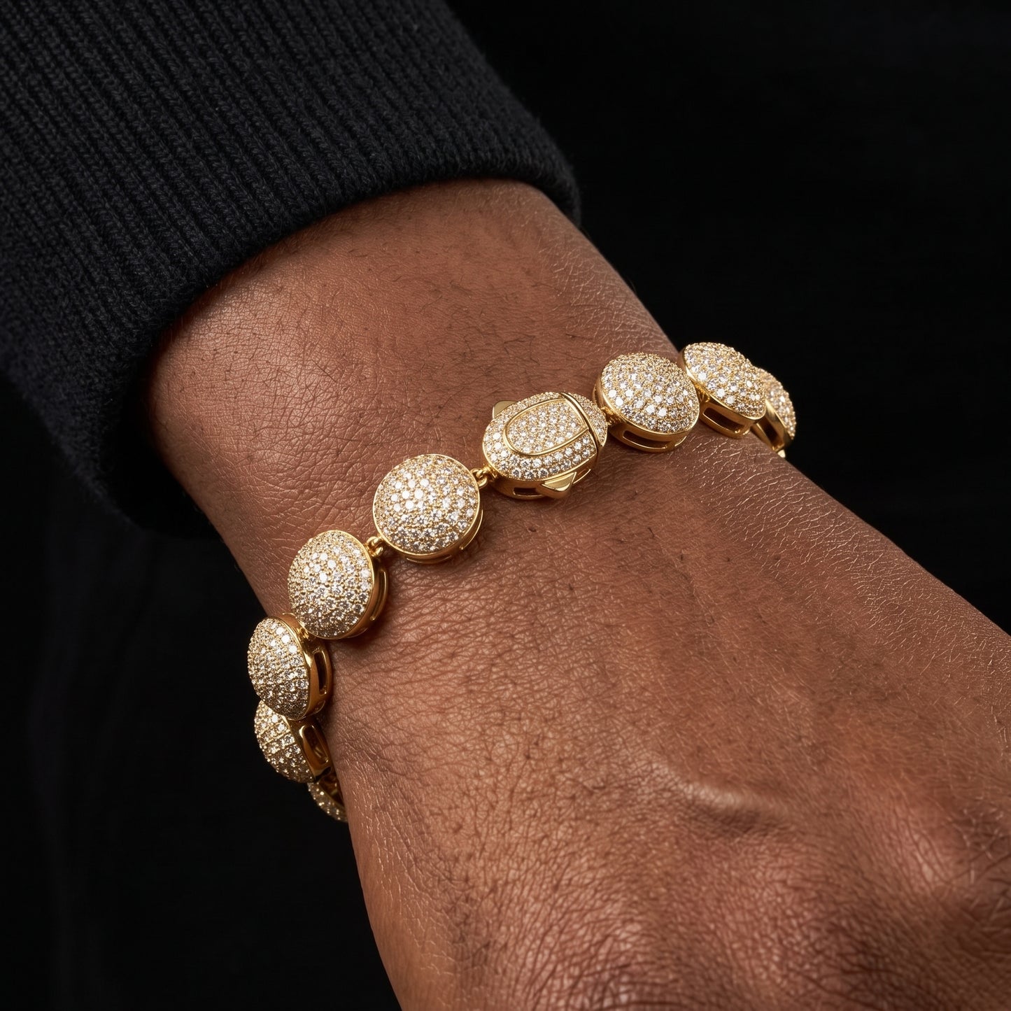 12mm S925 Moissanite Pave Round Link Bracelet - Different Drips