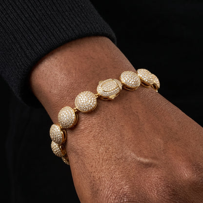 12mm S925 Moissanite Pave Round Link Bracelet - Different Drips
