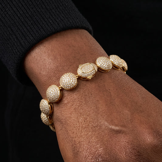 12mm S925 Moissanite Pave Round Link Bracelet - Different Drips