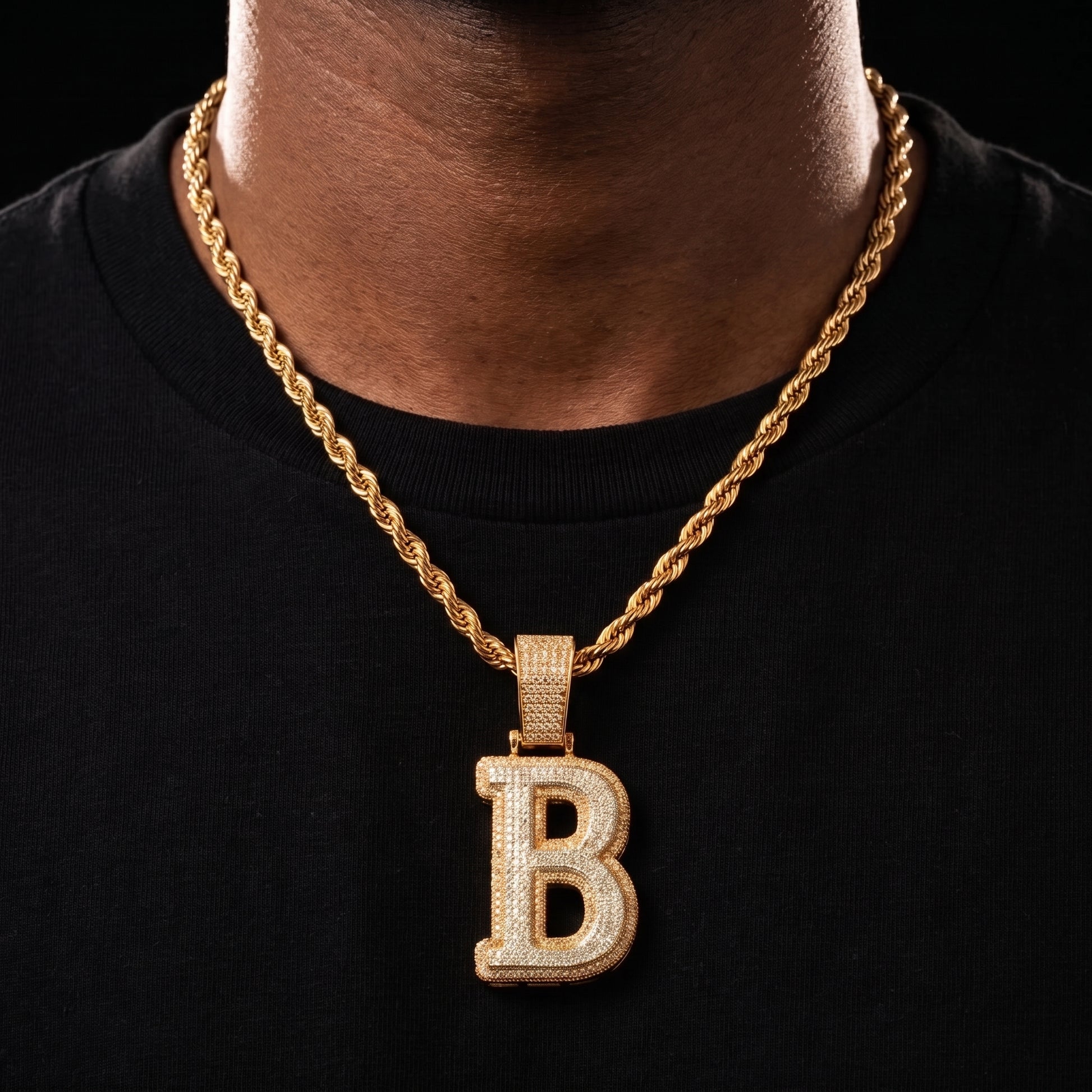 Layered Bold Custom Single Letter Pendant - Different Drips