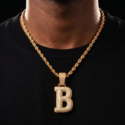 Layered Bold Custom Single Letter Pendant - Different Drips