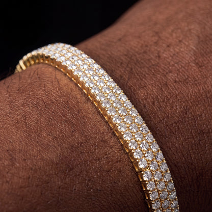 4mm S925 3 Row Moissanite Cuff Bracelet - Different Drips