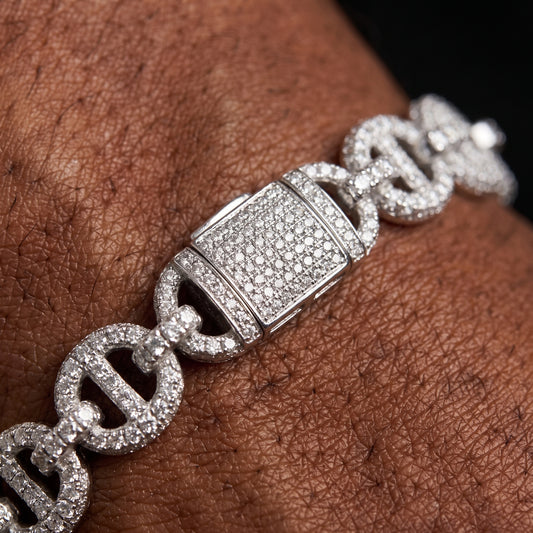 S925 Moissanite Iced Mariner-Link Bracelet - Different Drips