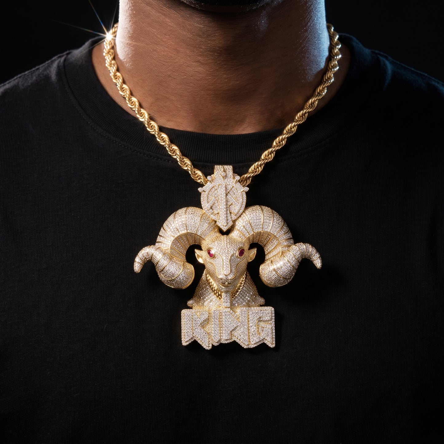 Iced Ram Head Pendant