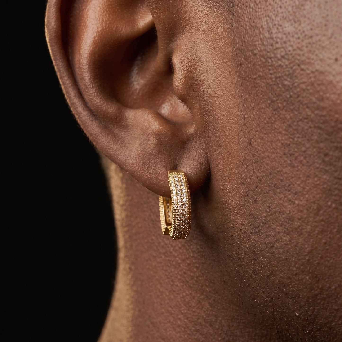 Iced Double Band Pave Hoop Earrings - Different Drips