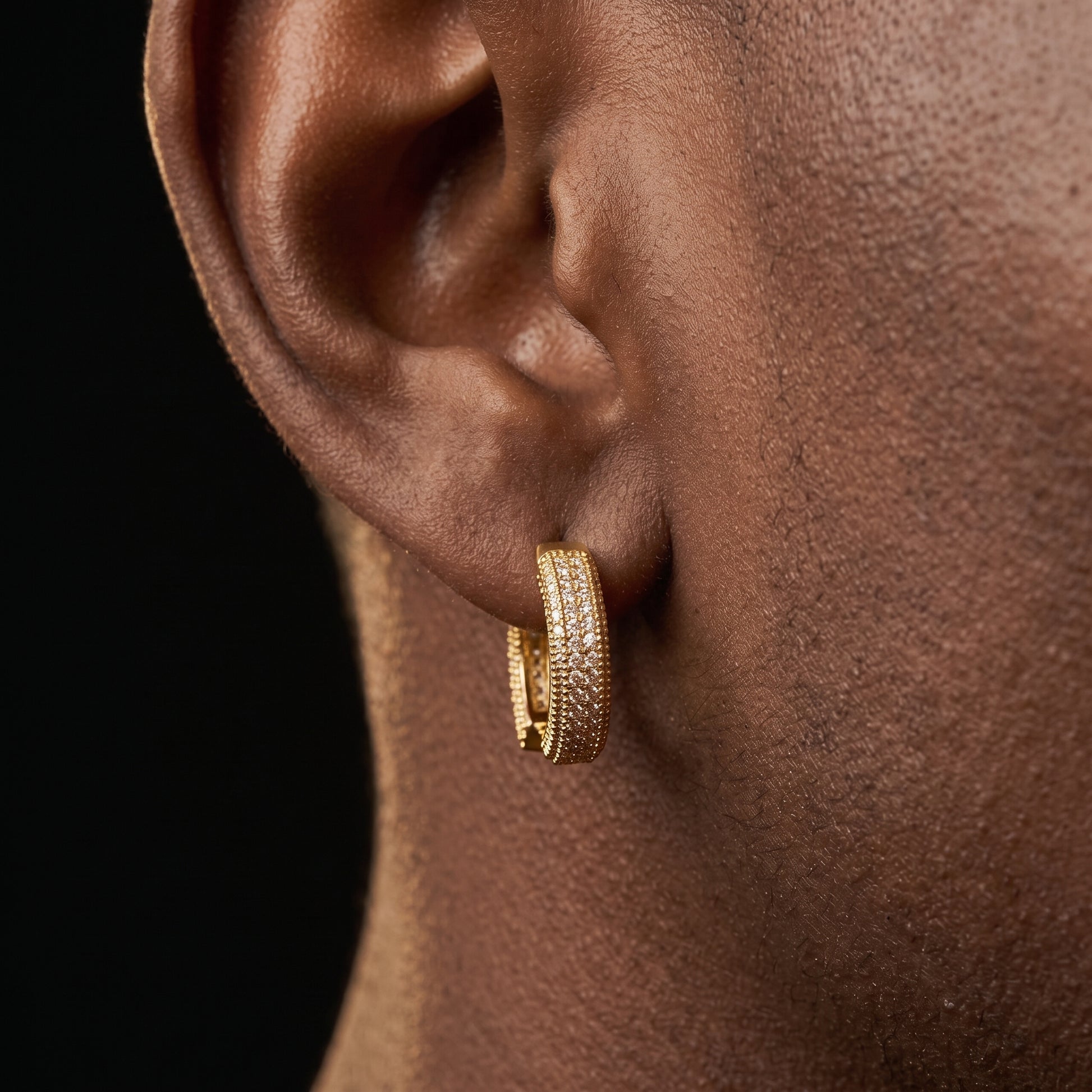 Iced Double Band Pave Hoop Earrings - Different Drips