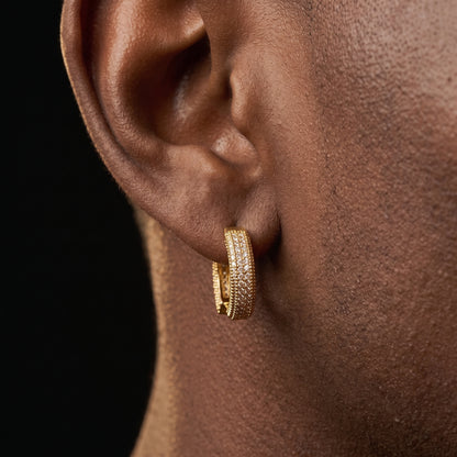 Iced Double Band Pave Hoop Earrings - Different Drips