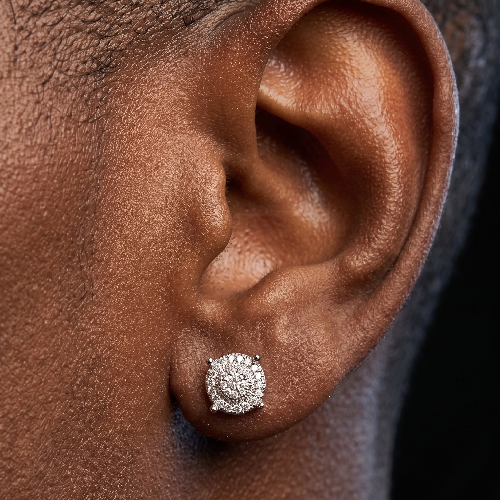 Iced Round Stone Stud Earrings - Different Drips