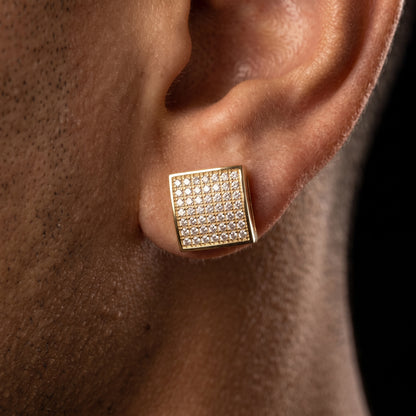 Square Cut Iced Pave Stud Earrings - Different Drips