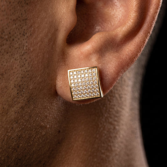 Square Cut Iced Pave Stud Earrings - Different Drips