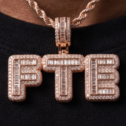 Baguette Custom Letter Pendant Rose Gold - Different Drips