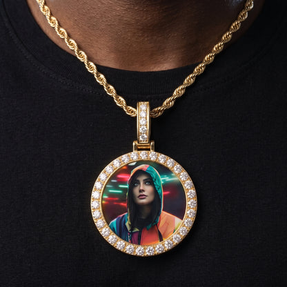Small Circle Custom Photo Pendant - Different Drips