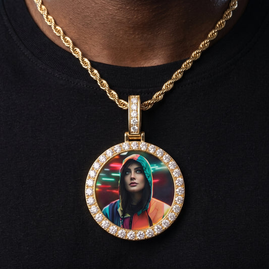 Small Circle Custom Photo Pendant - Different Drips