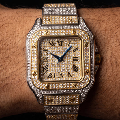 Iced Square Roman Numeral Watch