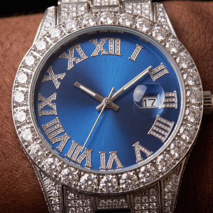 Iced Roman Numeral Colored Dial Watch