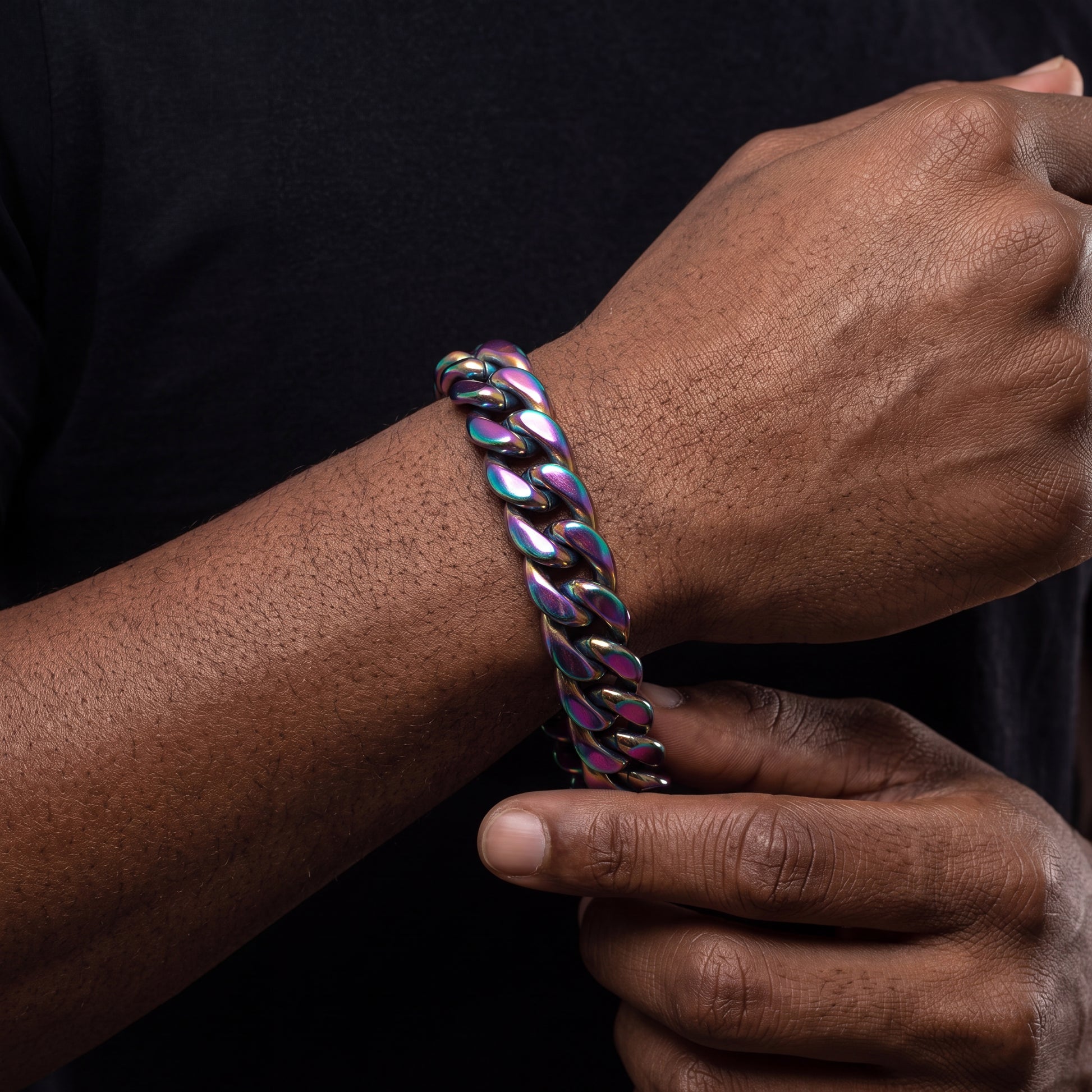 Rainbow Miami Cuban Link Bracelet - Different Drips