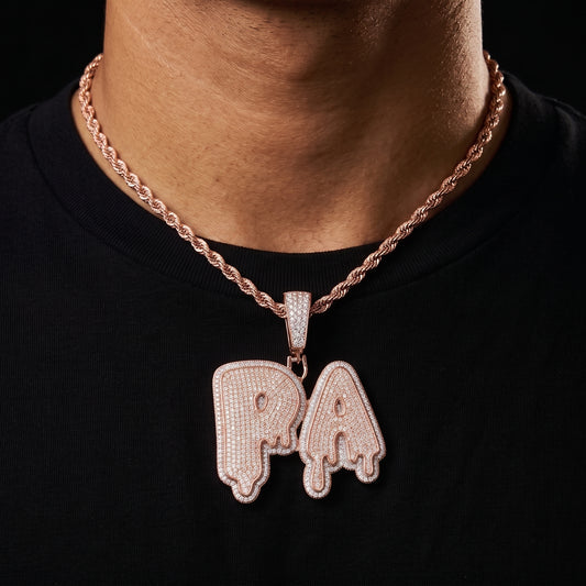 Layered Dripping Custom Letter Pendant - Different Drips