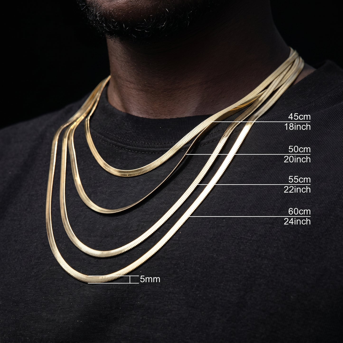 3-5mm Herringbone Chain - Different Drips