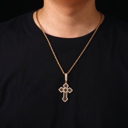 Black Pave Budded Cross Moissanite Pendant - Different Drips
