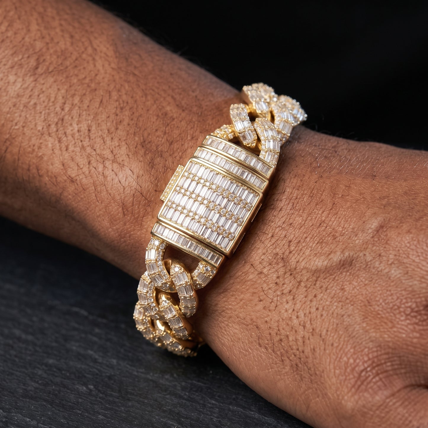 21mm All Over Baguette Miami Cuban Link Bracelet - Different Drips