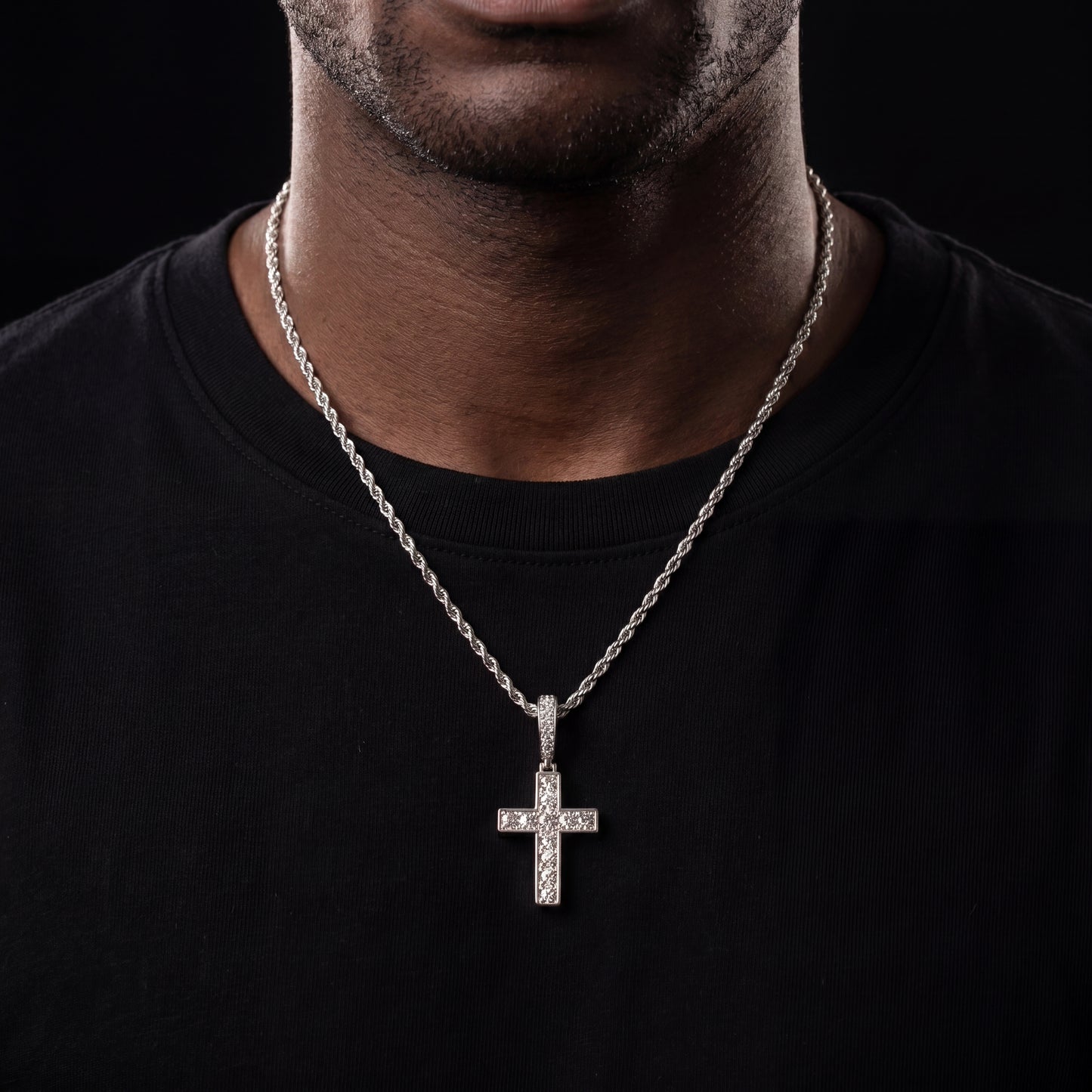 Iced Out Double Sided Emerald Cross Pendant - Different Drips