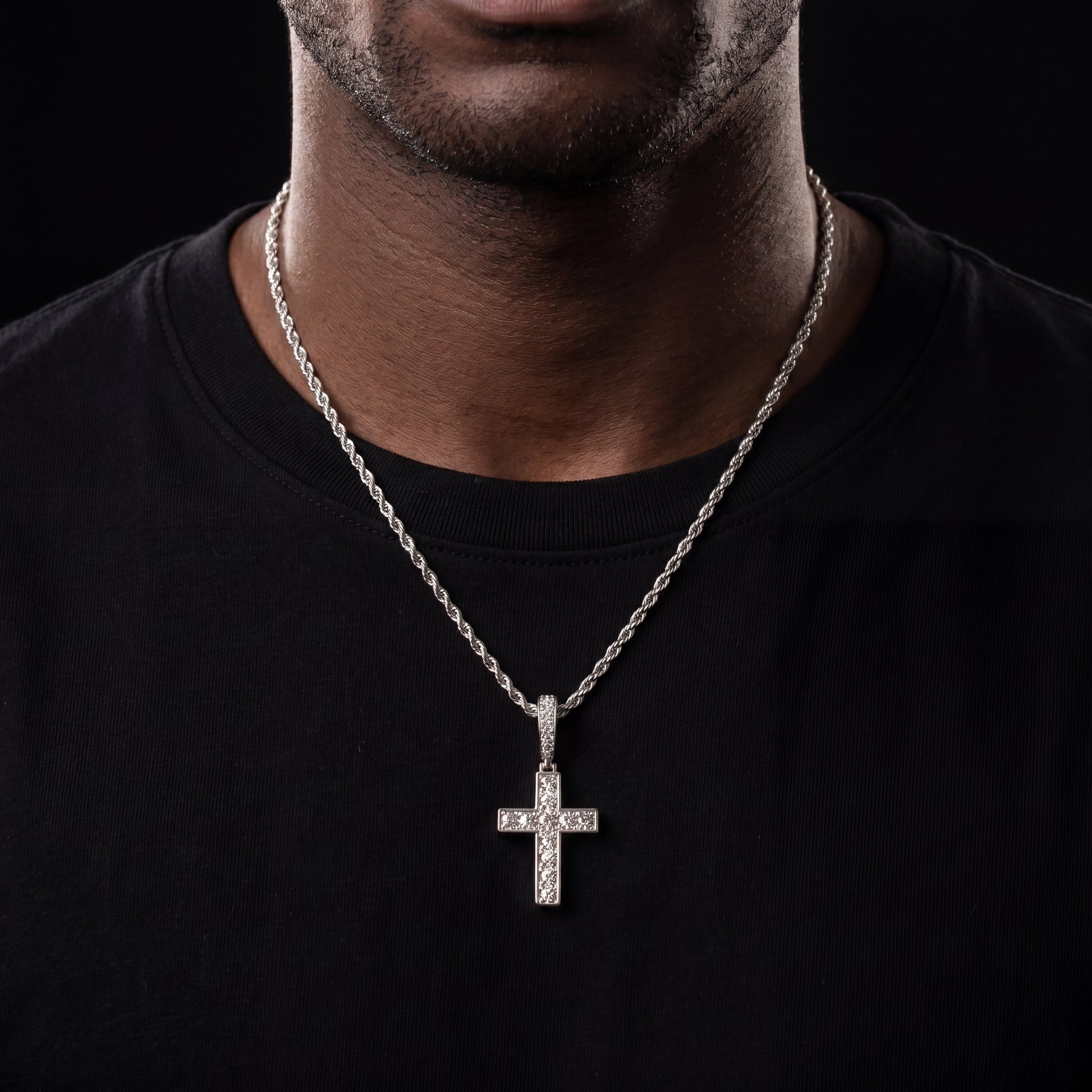 Iced Out Double Sided Emerald Cross Pendant - Different Drips