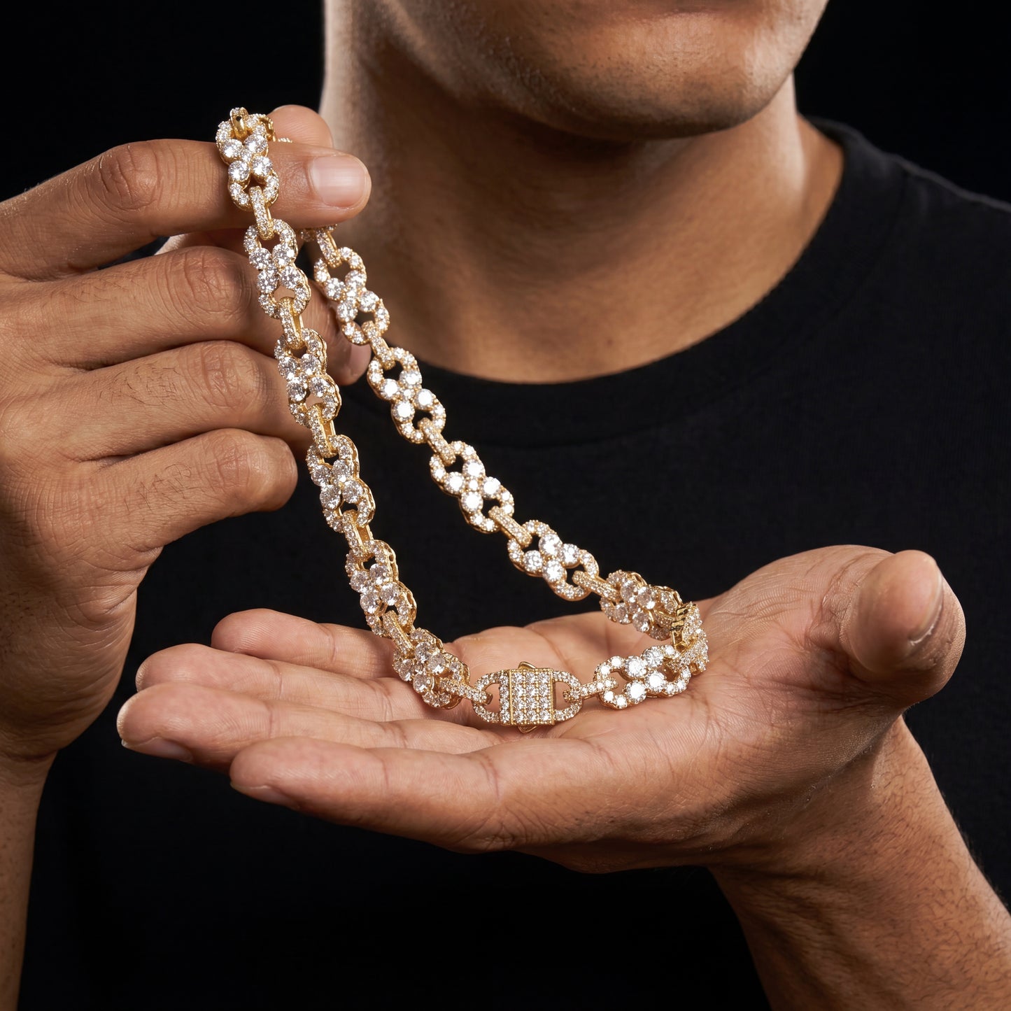 S925 Moissanite Clustered Infinity Link Chain - Different Drips