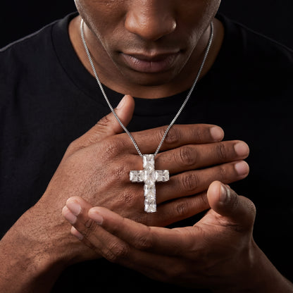 Emerald Cut Stone Cross Pendant - Different Drips