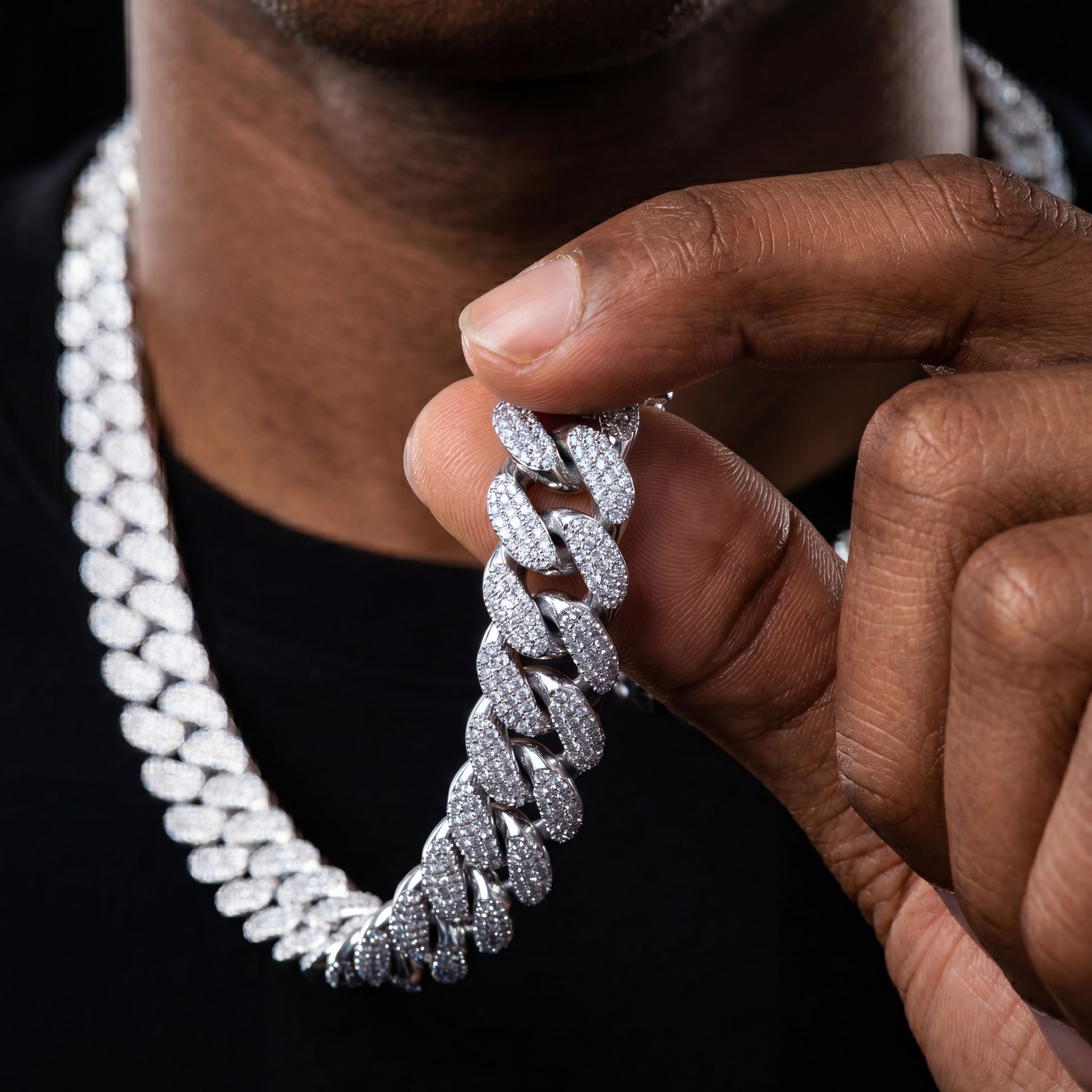21mm All Over Baguette Cuban Link Chain - Different Drips