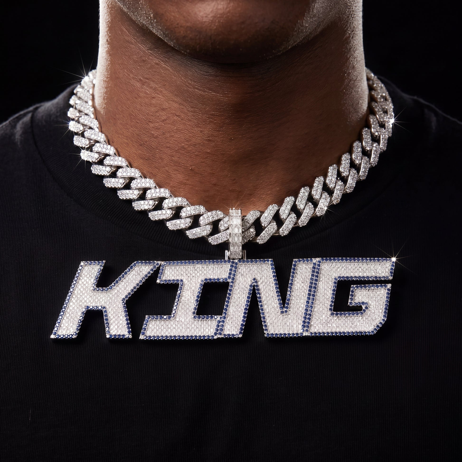 Iced Out Two Layer Custom Name Pendant - Different Drips