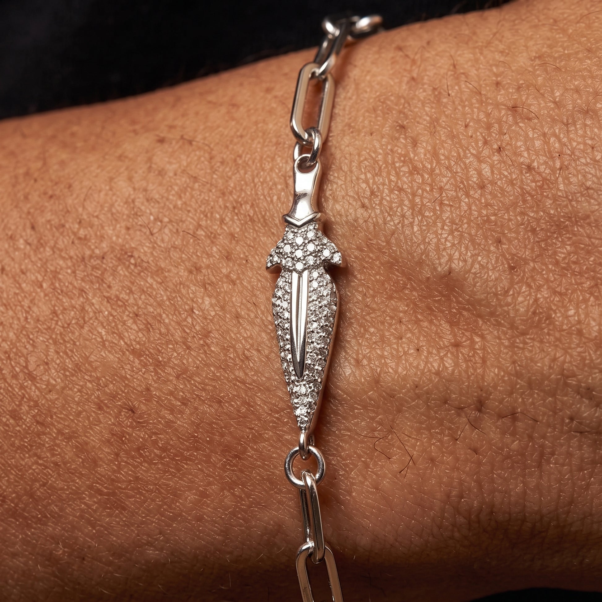 Iced Out Dagger Rolo Link Bracelet - Different Drips