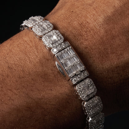Moissanite Emerald-Cut Halo Tennis Bracelet - Different Drips