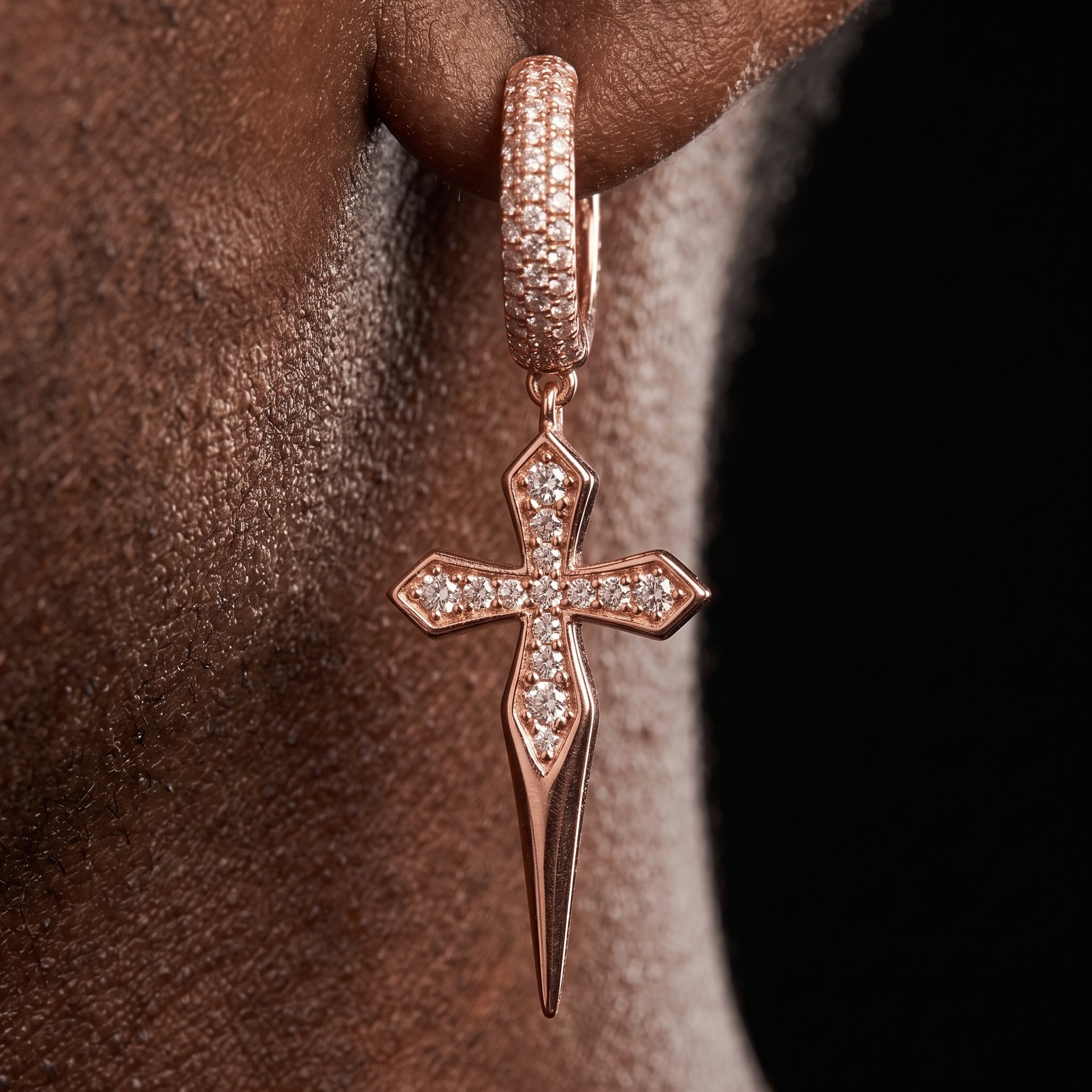 Iced Dripping Cross Hoop Earrings - Different Drips
