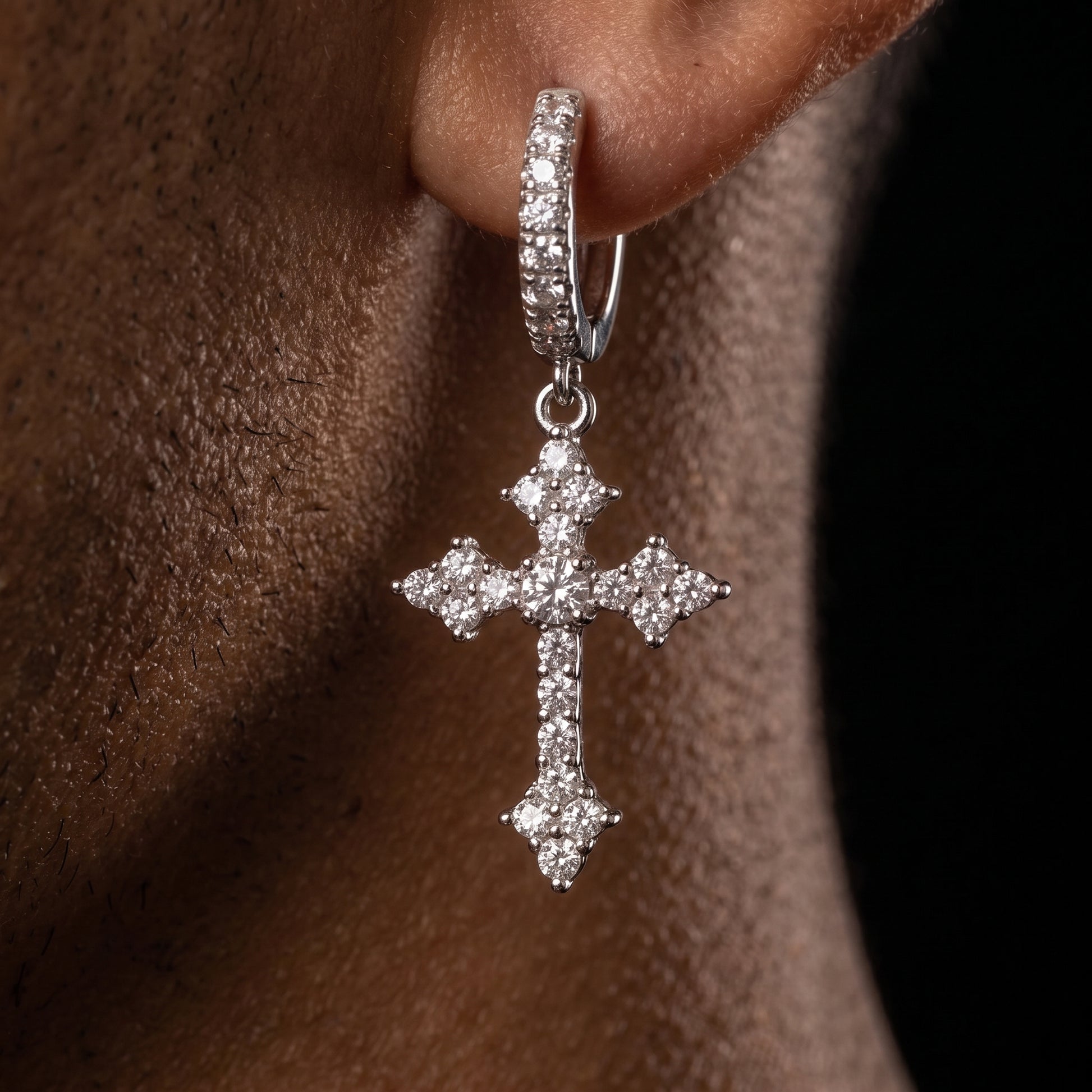 Spiked Cross Hoop Earrings - Different Drips