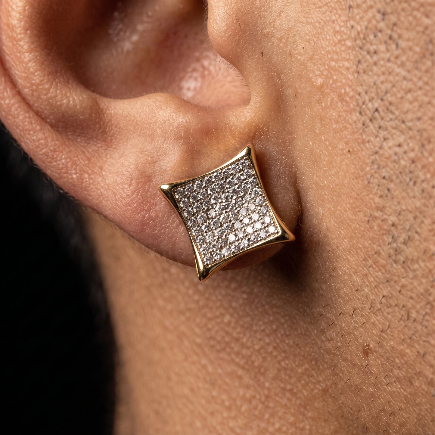16mm Yellow Gold Square Cut Earrings - Different Drips