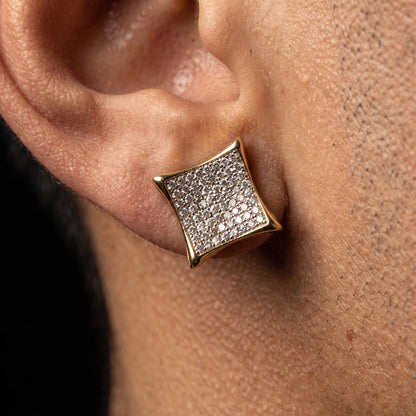 16mm Yellow Gold Square Cut Earrings - Different Drips