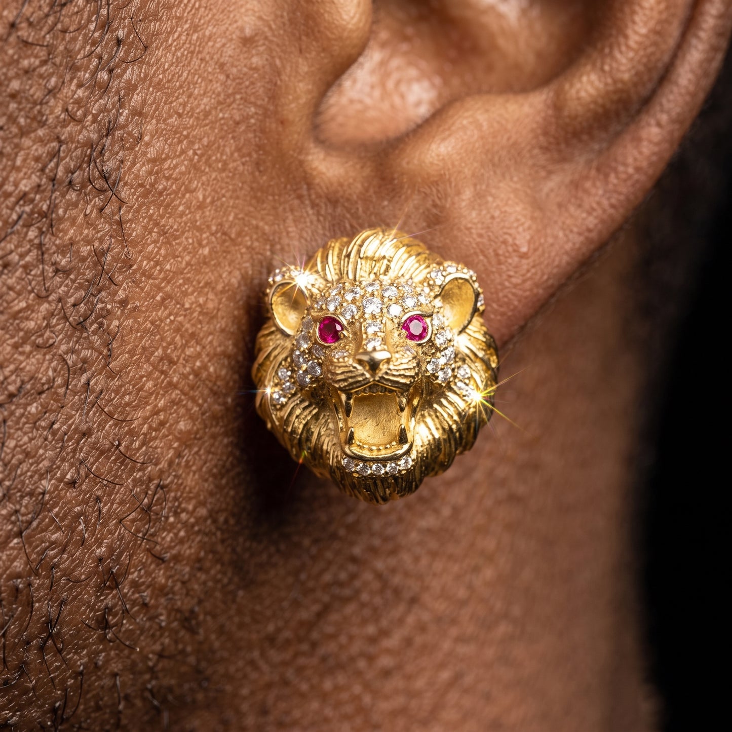 Lion Head Stud Earrings - Different Drips
