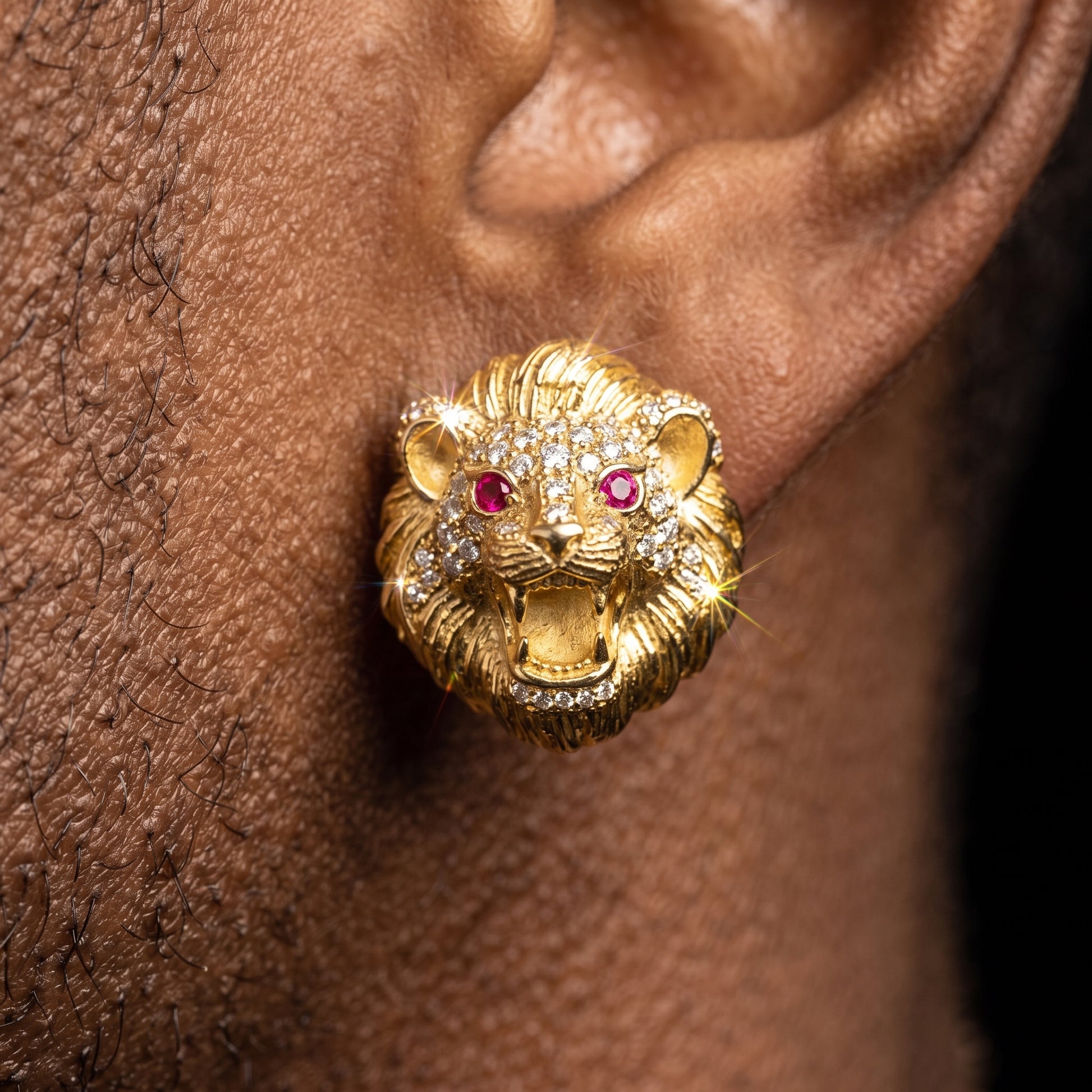 Lion Head Stud Earrings - Different Drips