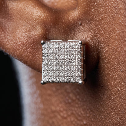11mm Square Cut Pave Earrings - Different Drips