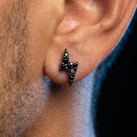 S925 Black Moissanite Lightning Bolt Earrings - Different Drips