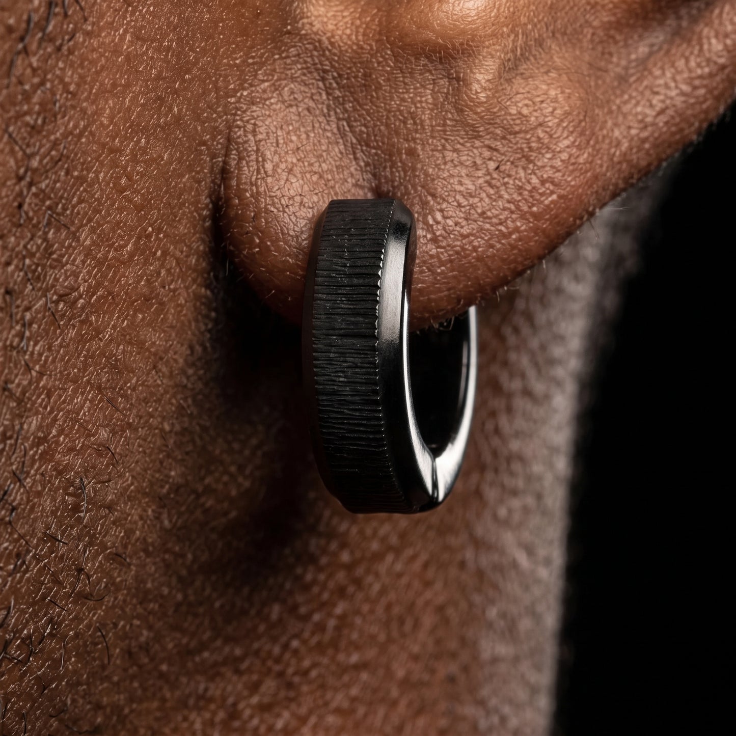 Solid Black Hoop Earrings - Different Drips