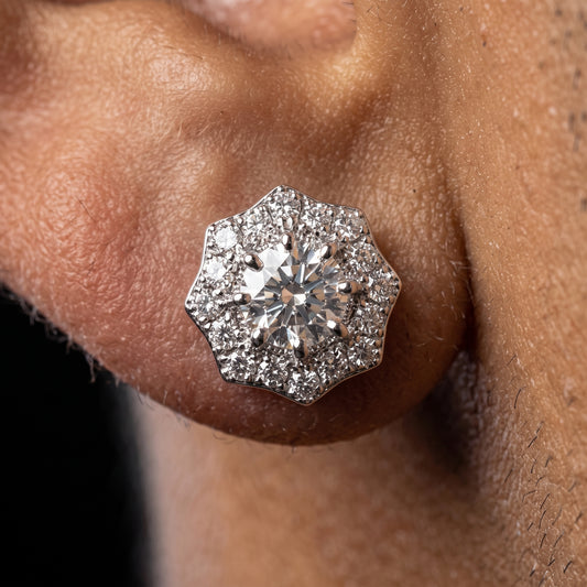 S925 Iced Flower-Shaped Moissanite Stud Earrings - Different Drips