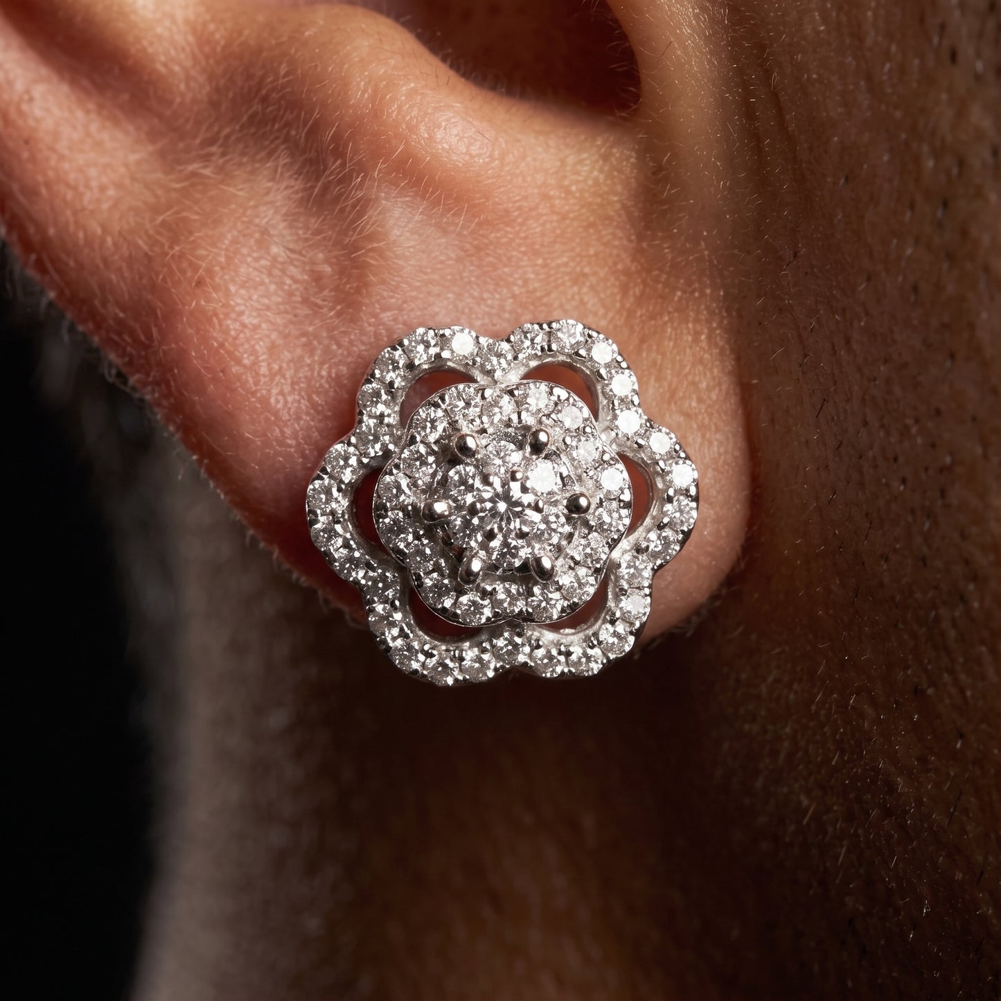Floral Cluster Halo Stud Earrings - Different Drips