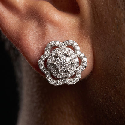 Floral Cluster Halo Stud Earrings - Different Drips